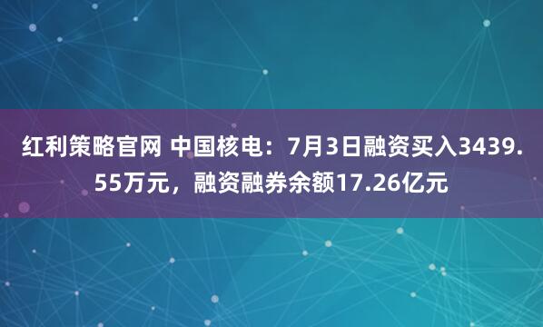 红利策略官网 中国核电：7月3日融资买入3439.55万元，融资融券余额17.26亿元