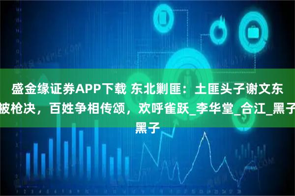 盛金缘证券APP下载 东北剿匪：土匪头子谢文东被枪决，百姓争相传颂，欢呼雀跃_李华堂_合江_黑子